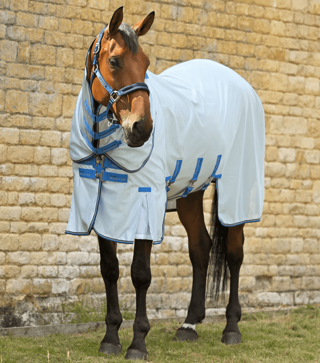 Premier Equine Bug Buster Fly Rug Detachable Neck Blue